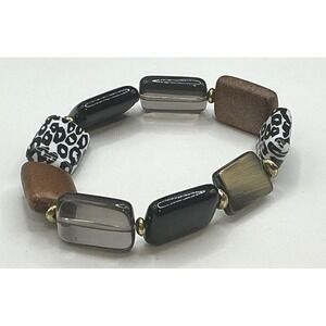 Leopard Print Beaded Bracelet Boho‎ Chic Stretch Fashion Jewelry Women